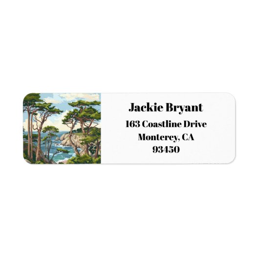 モントレーカリフォルニアサイプレスツリーズ差出人住所 ラベル (正面)