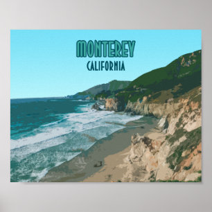モントレーカリフォルニアパシフィックコーストハイウェイヴィンテージ ポスター