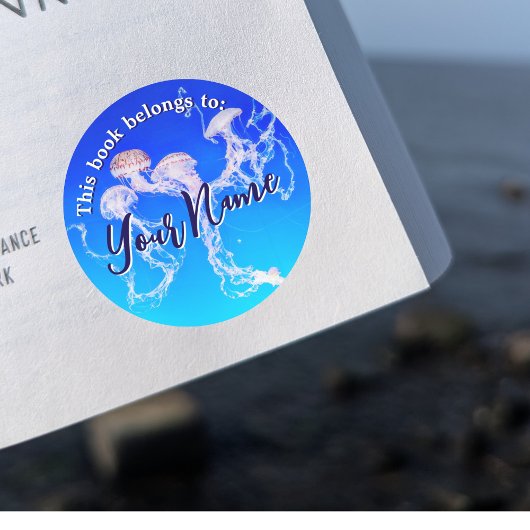 モントレークラゲのカスタマイズ可能な本シール ラウンドシール