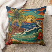 モントレートロピカルタトゥーアートピロー クッション (ブランケット)
