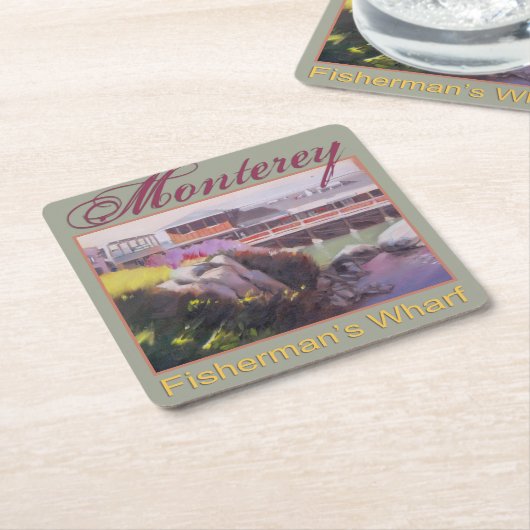 モントレーフィッシャーマンズワーフシーニックカリフォルニアコースト スクエアペーパーコースター (アングル)