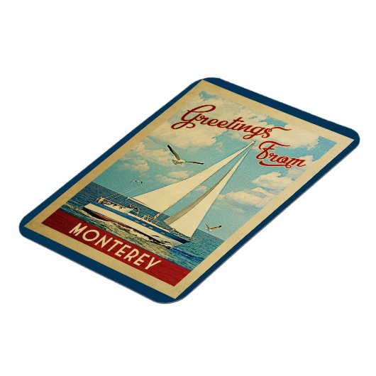 モントレーマグネットセーリングボートヴィンテージトラベルカリフォルニア マグネット (左側)