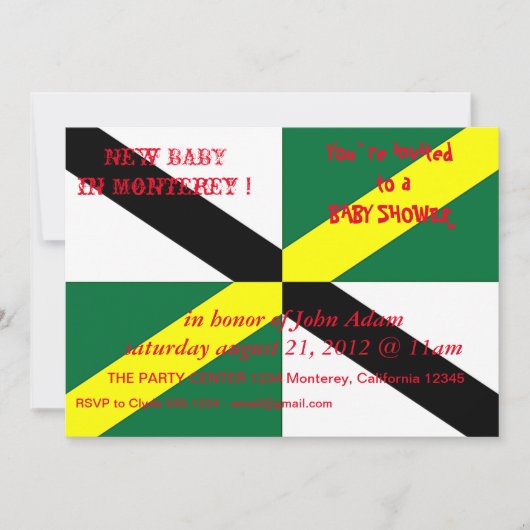モントレー市旗を持つベビーシャワー招待状 招待状 (正面)