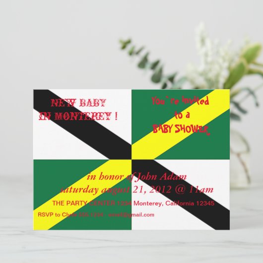 モントレー市旗を持つベビーシャワー招待状 招待状 (スタンド正面)
