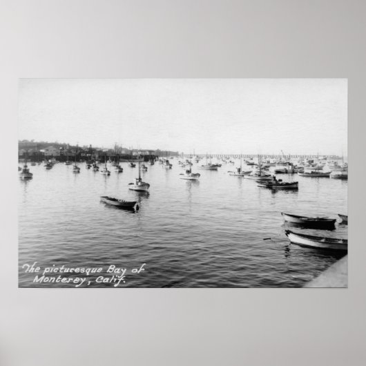 モントレー、CA – 木製ボートの何百ものベイ ポスター (正面)