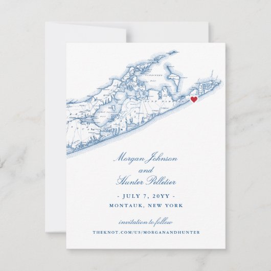 モントークの地図ハンプトンの日付を結婚保存 セーブザデート (正面)