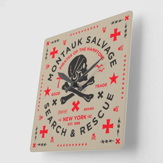 モントークサルベージ株式会社軍隊スタイルウォールクラック スクエア壁時計 (傾斜)