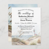 モントークライトハウスビーチダネスウォーターカラー 招待状 (正面/裏面)