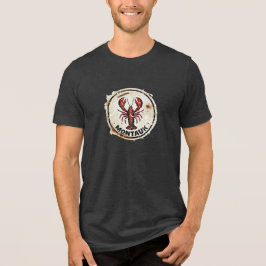モントーク ロブスター サイン ヴィンテージ ラスティック ペイント スプラッター トライブレンドＴシャツ