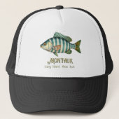 モントーク ロングアイランド ニューヨーク 海事 魚 キャップ (正面)