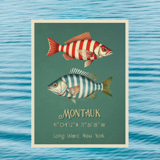 モントーク ロングアイランド ニューヨーク 魚 ポストカード
