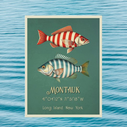 モントーク ロングアイランド ニューヨーク 魚 ポストカード