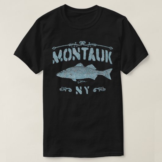 モントークNYストライプのバス動揺して Tシャツ (デザイン正面)