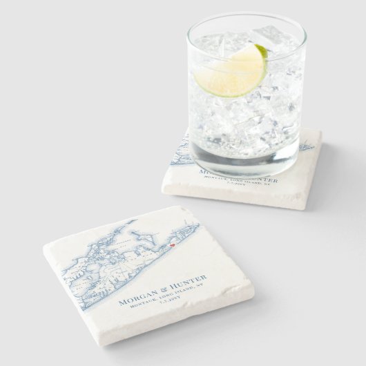 モントークNYハンプトンズ目的地の結婚式のお願い ストーンコースター (横)