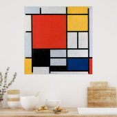 モンドリアンのコンポジション赤、黄、青、黒 ポスター (キッチン)