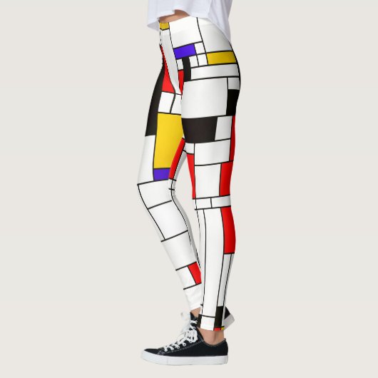 モンドリアンのスタイルの抽象美術 レギンス (左)