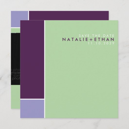 モンドリアンのレトロのモダンな芸術のカラフルの保存日付 セーブザデート (正面/裏面)