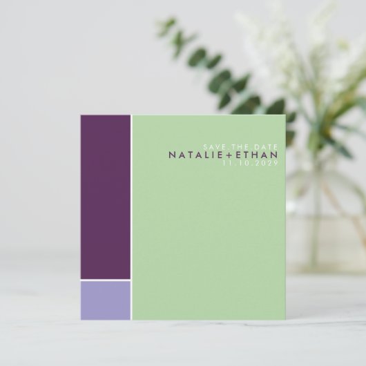 モンドリアンのレトロのモダンな芸術のカラフルの保存日付 セーブザデート (スタンド正面)