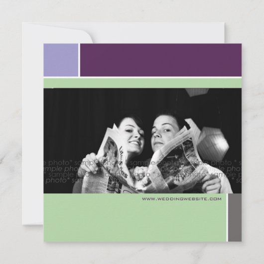 モンドリアンのレトロのモダンな芸術のカラフルの保存日付 セーブザデート (裏面)