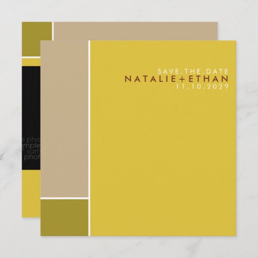 モンドリアンのレトロのモダンな芸術のカラフルの保存日付 セーブザデート (正面/裏面)