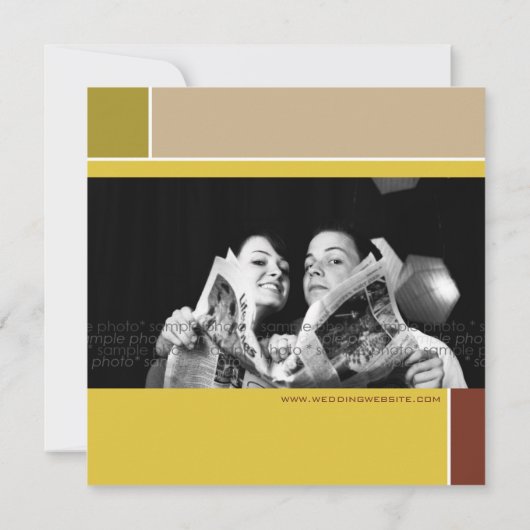 モンドリアンのレトロのモダンな芸術のカラフルの保存日付 セーブザデート (裏面)