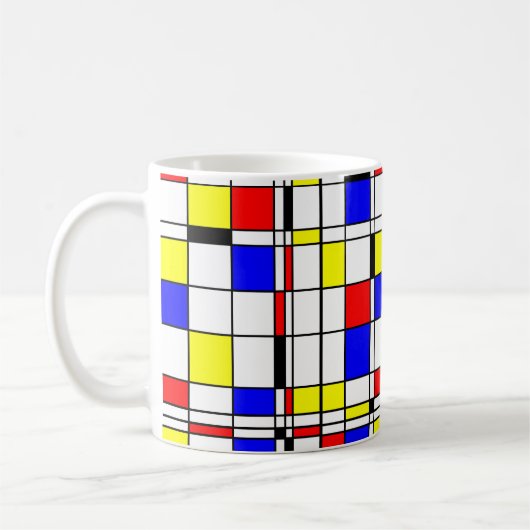 モンドリアンの多彩なMinimalist De Stijlの近代美術 コーヒーマグカップ (左)
