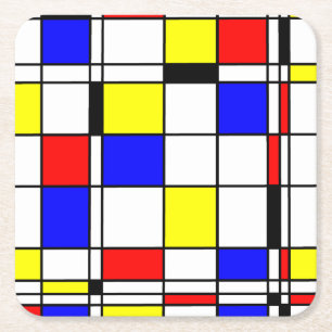 モンドリアンの多彩なMinimalist De Stijlの近代美術 スクエアペーパーコースター