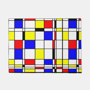 モンドリアンの多彩なMinimalist De Stijlの近代美術 ドアマット