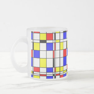 モンドリアンの多彩なMinimalist De Stijlの近代美術 フロストグラスマグカップ