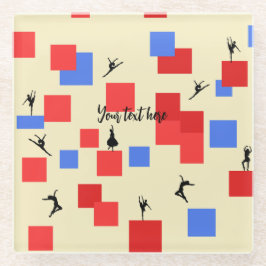 モンドリアンの踊りキューブ青い赤いライト背景 ガラスコースター