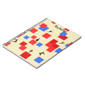 モンドリアンの踊りキューブ青い赤いライト背景 ノートブック (左側)