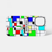モンドリアンへのオマージュ ランダムスクエア カスタムネーム iPhoneケース (裏面横)