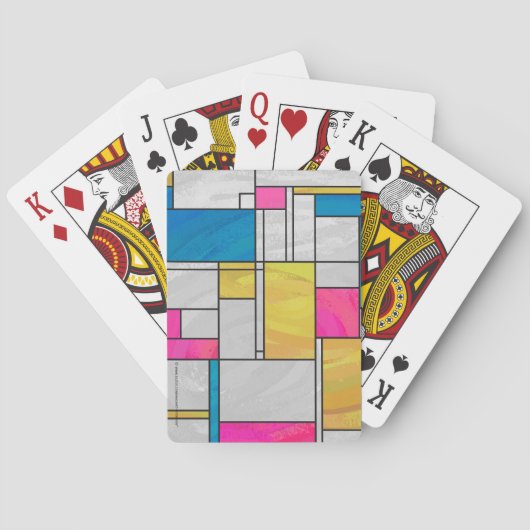 モンドリアンイエローピンクブループリント トランプ (裏面)