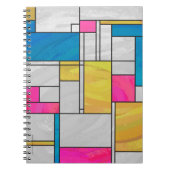 モンドリアンイエローピンクブループリント ノートブック (正面)
