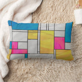 モンドリアンイエローピンクブループリント ランバークッション (ブランケット)