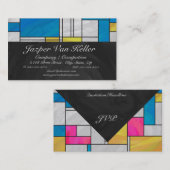 モンドリアンイエローピンクブループリント 名刺 (正面/裏面)
