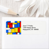 モンドリアンインスパイアスタイル赤青黄色パターン ラベル (インサイチュ)