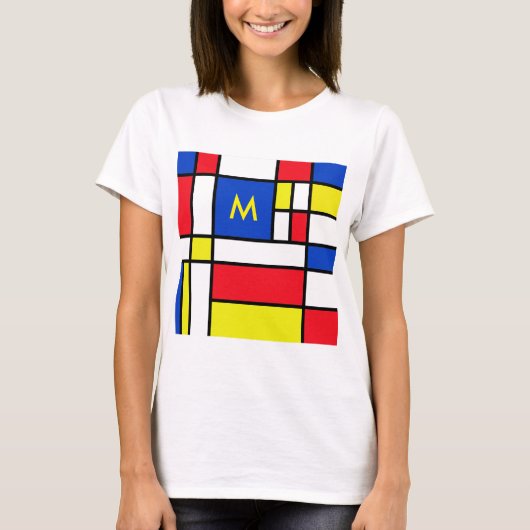 モンドリアンインスパイア幾何デザイン抽象芸術アート Tシャツ (正面)