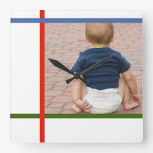 モンドリアンカスタマイズ可能なカラーブロックベビー壁時計