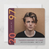 モンドリアンカラーブロックモダングラッド写真卒業 案内状 (正面)