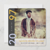 モンドリアンカラーブロックモダングラッド写真卒業 案内状 (正面)