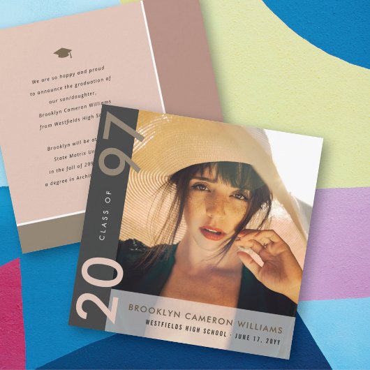 モンドリアンカラーブロックモダングラッド写真卒業 案内状