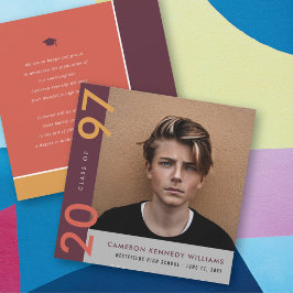 モンドリアンカラーブロックモダングラッド写真卒業 案内状