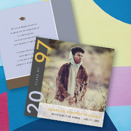 モンドリアンカラーブロックモダングラッド写真卒業 案内状