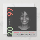 モンドリアンカラーブロックモダングラッド写真卒業 案内状 (正面)