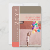 モンドリアンカラーブロックモダン写真卒業パーティー 招待状 (正面)