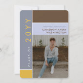 モンドリアンカラーブロックモダン写真卒業パーティー 招待状 (正面)