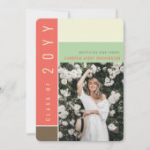 モンドリアンカラーブロックモダン写真卒業パーティー 招待状 (正面)