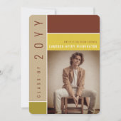 モンドリアンカラーブロックモダン写真卒業パーティー 招待状 (正面)