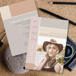 モンドリアンカラーモダンブロック写真卒業パーティーI 招待状